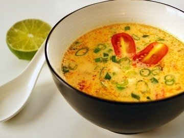 Tasty Thai soup with chicken