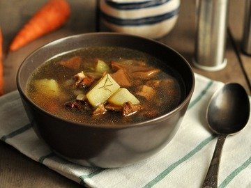 Tasty Soup with dried mushrooms