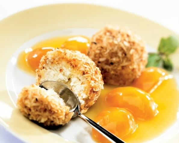 Fried ice cream with coconut flakes
