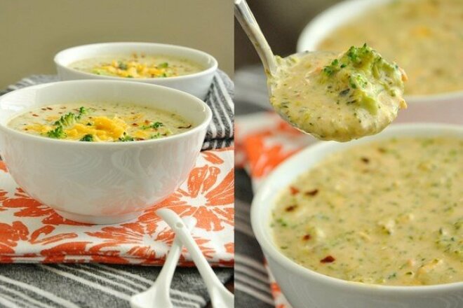 Creamy cheese soup with broccoli and spices