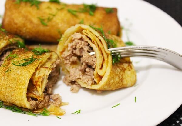 Pancakes with meat