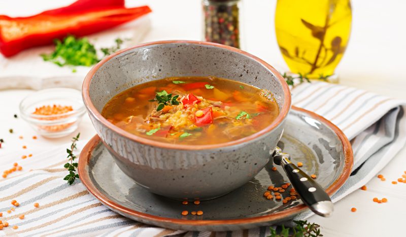 Lentil soup with beef