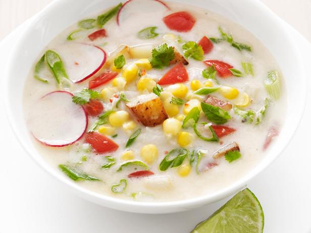 Thai-style milk soup with potatoes and corn