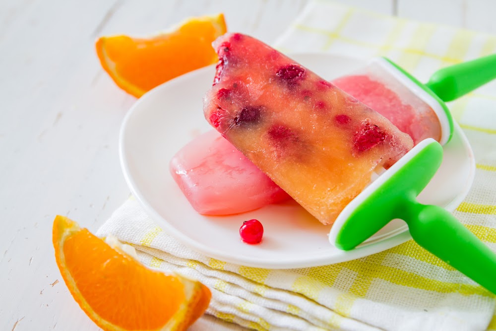 Vegan ice cream with watermelon and oranges