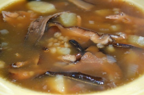 Dried mushroom soup with barley