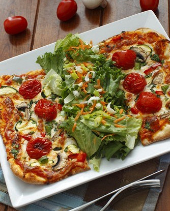 Vegetarian pizza with rice