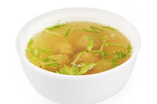 Chicken fillet meatball broth