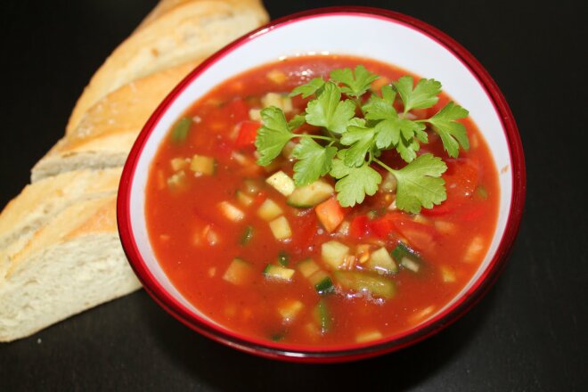 Hot gazpacho with meat