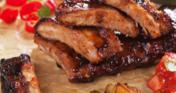 Baked pork ribs with silver marinade