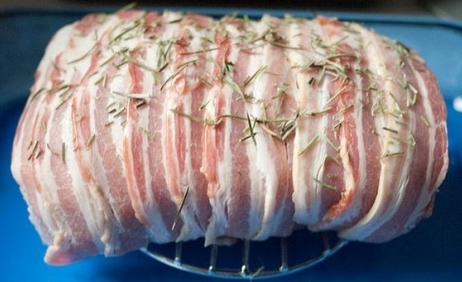 Loin in bacon
