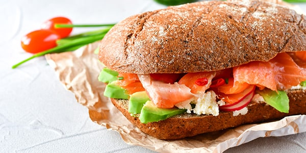 Delicious and easy-to-make salmon and avocado sandwich