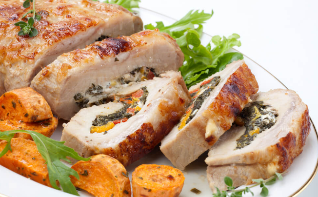 pork, cheese and mushroom rolls