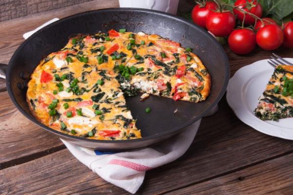 Frittata with vegetables for 5 minutes