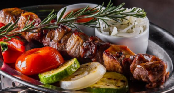 With vinegar on the grill