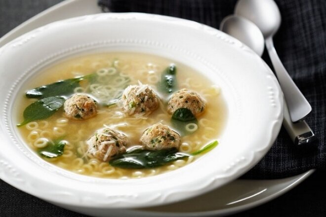 Italian wedding soup with meatballs