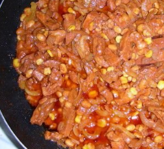 Mexican pork marinated with beans