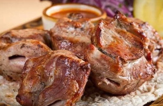 Pork skewers with an unusual marinade
