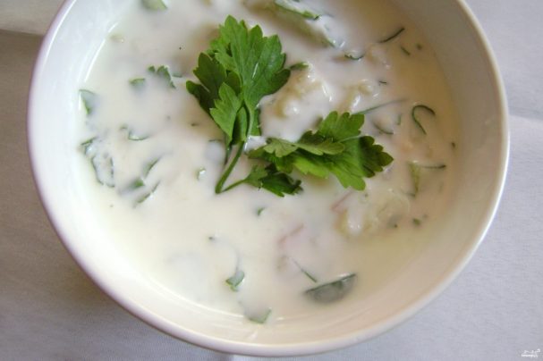 Okroshka on water with vinegar