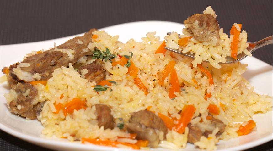 Lamb pilaf in a slow cooker