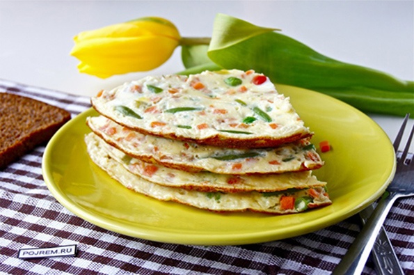 Classic omelette with frozen vegetables