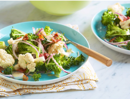 Cauliflower and broccoli salad