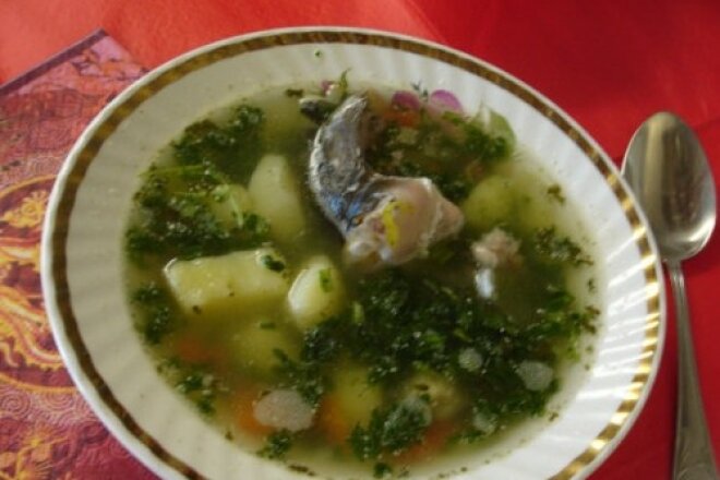 Fish soup with old Russian vodka