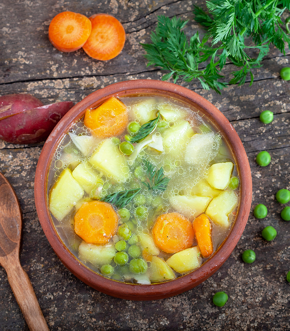 Fragrant vegetable soup made from fresh vegetables and herbs.