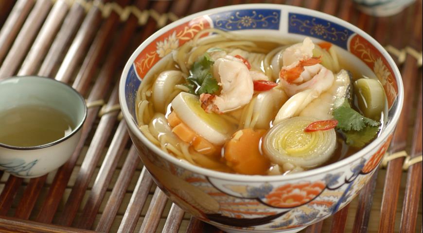 Chinese fish soup with shrimps