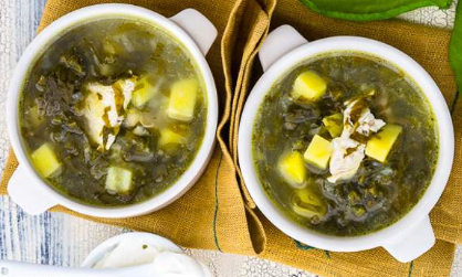 Green borscht with pork