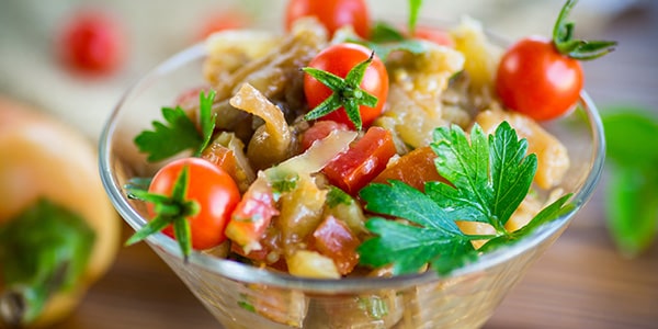 Aubergine pepper salad