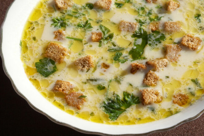 Delicate creamy soup on cold days