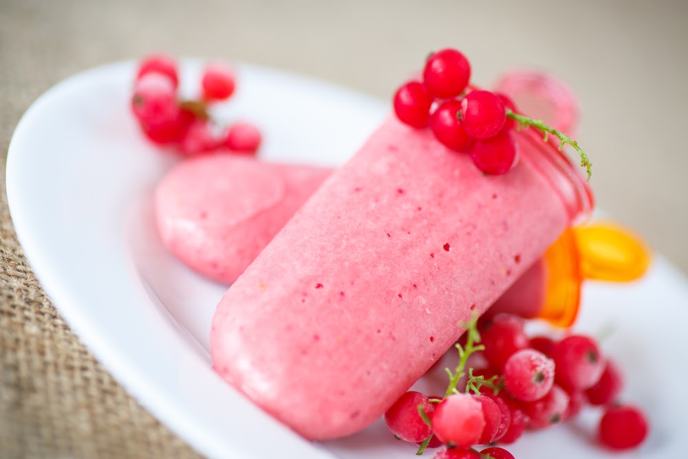 Homemade red currant ice cream