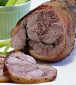 Knuckle baked in the oven with garlic and spices