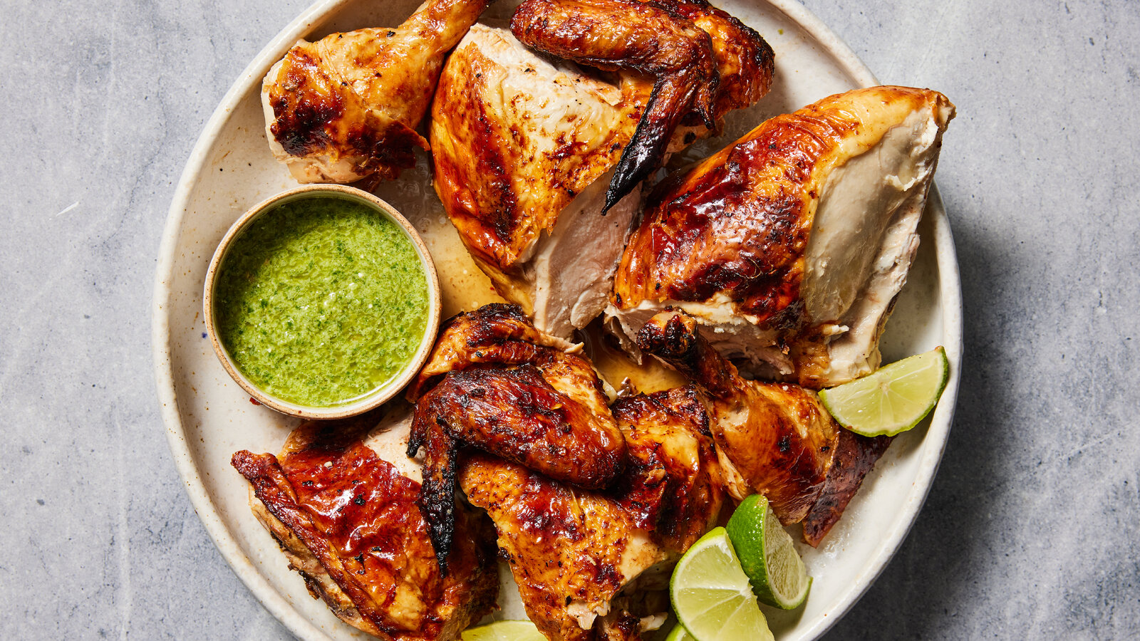 Peruvian Roasted Chicken With Spicy Cilantro Sauce