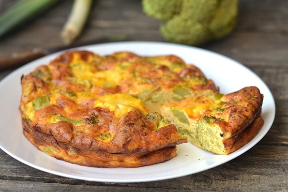 Omelet with broccoli and cheese in the oven