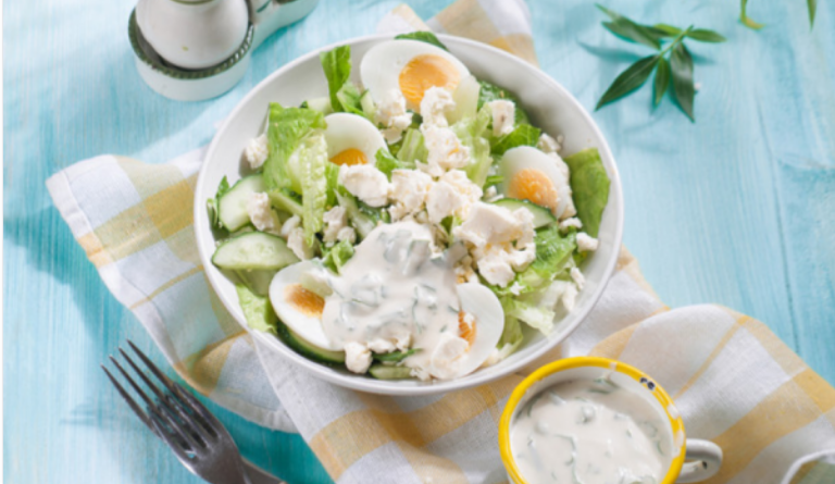 A simple salad of fresh cucumbers and eggs
