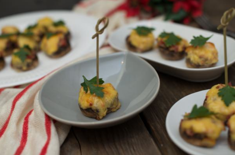 Mushrooms stuffed with cheese and sausage