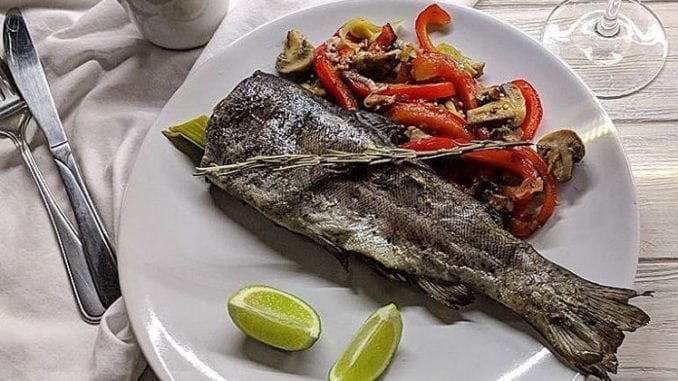 Baked trout on a vegetable pillow