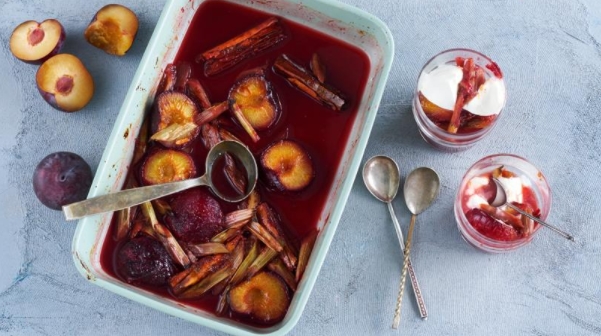 Plum Compote with Orange and Rhubarb
