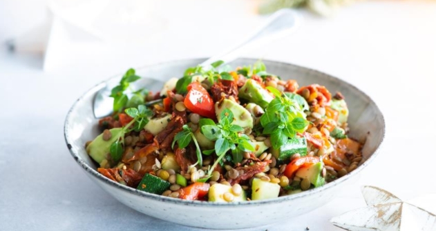 Lentil Salad with Baked Peppers and Basil by Gordon Ramsay