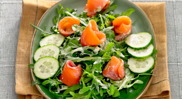 Salad with Cucumbers and Smoked Salmon