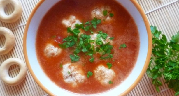 Tomato Soup with Interesting Meatballs