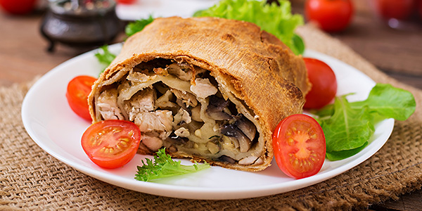 Strudel with chicken and mushrooms recipe