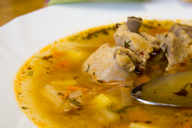 Chicken kharcho soup with khmeli-suneli