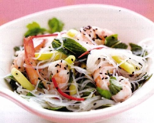 Shrimp salad with clear noodles