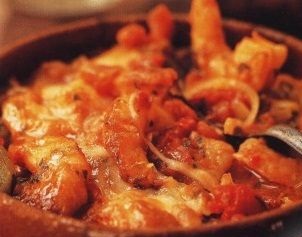 Shrimps baked with cheese crust