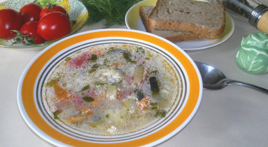 Rice soup with vegetables