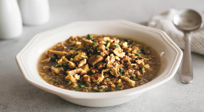 Soup with buckwheat and mushrooms