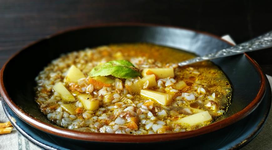 Soup with buckwheat and potatoes