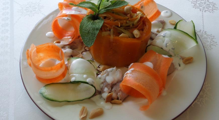 Pumpkin Keg with Vegetable Slices